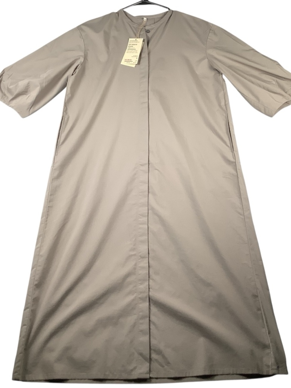 MUJI Quick Dry Broad Organic Cotton 3/4 Sleeve Dress women’s small Mocha Brown